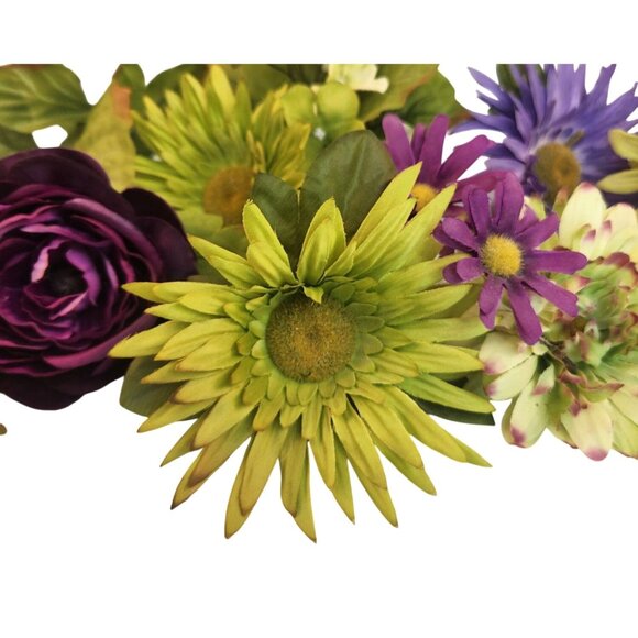 Artificial Floral Heads – Purple & Green Fabric Flowers for Wreaths, DIY Crafts, - Picture 10 of 13